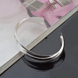 Geometric Open 925 Sterling Silver Cuff Bangle Bracelet