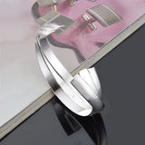Geometric Open 925 Sterling Silver Cuff Bangle Bracelet