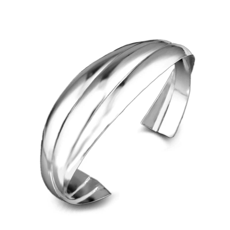 Geometric Open 925 Sterling Silver Cuff Bangle Bracelet