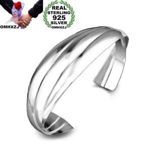 Geometric Open 925 Sterling Silver Cuff Bangle Bracelet