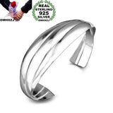 Geometric Open 925 Sterling Silver Cuff Bangle Bracelet