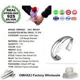 Geometric Open 925 Sterling Silver Cuff Bangle Bracelet