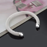 925 Sterling Silver Mesh Tube Cuff Bangle BR175