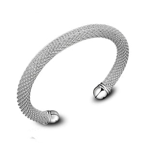 925 Sterling Silver Mesh Tube Cuff Bangle BR175