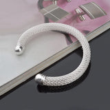 925 Sterling Silver Mesh Tube Cuff Bangle BR175