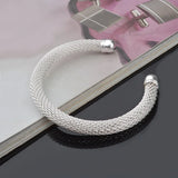 925 Sterling Silver Mesh Tube Cuff Bangle BR175