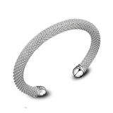 925 Sterling Silver Mesh Tube Cuff Bangle BR175