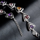 Colorful Zircon Triangle Sterling Silver Bracelet