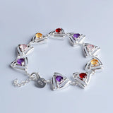 Colorful Zircon Triangle Sterling Silver Bracelet