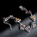 Colorful Zircon Triangle Sterling Silver Bracelet