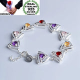 Colorful Zircon Triangle Sterling Silver Bracelet