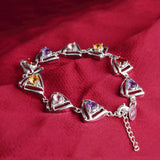 Colorful Zircon Triangle Sterling Silver Bracelet