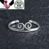 925 Sterling Silver Cuff Bracelet - Two Lines Curved - BR169