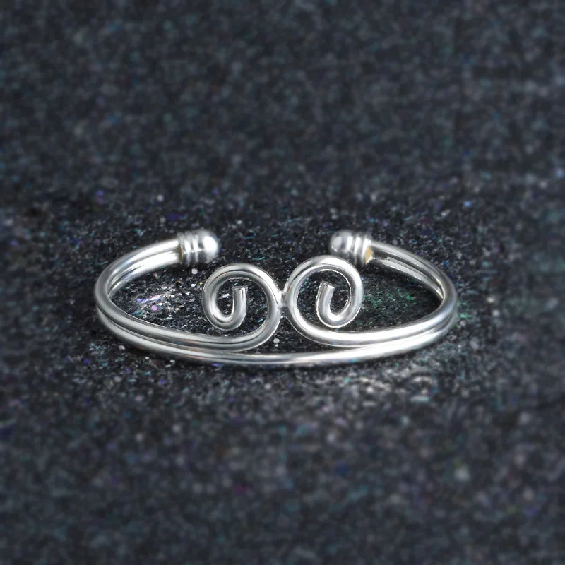 925 Sterling Silver Cuff Bracelet - Two Lines Curved - BR169