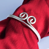 925 Sterling Silver Cuff Bracelet - Two Lines Curved - BR169