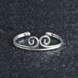 925 Sterling Silver Cuff Bracelet - Two Lines Curved - BR169