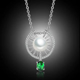 Pearl Zircon 925 Silver Pendant Necklace CH87