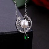 Pearl Zircon 925 Silver Pendant Necklace CH87