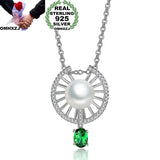 Pearl Zircon 925 Silver Pendant Necklace CH87
