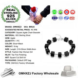 Square Agate Beads Chain 925 Silver Bracelet