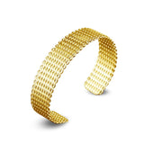 Mesh Open 925 Sterling Silver 18KT Cuff Bangle Bracelet BR165