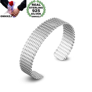 Mesh Open 925 Sterling Silver 18KT Cuff Bangle Bracelet BR165