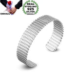 Mesh Open 925 Sterling Silver 18KT Cuff Bangle Bracelet BR165