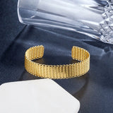 Mesh Open 925 Sterling Silver 18KT Cuff Bangle Bracelet BR165