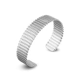 Mesh Open 925 Sterling Silver 18KT Cuff Bangle Bracelet BR165