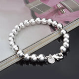Personality OL Woman Girl Party Gift Silver Beads 925 Sterling Silver Bracelet