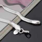 Flat Snake Chain 925 Sterling Silver Bracelet