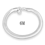 Flat Snake Chain 925 Sterling Silver Bracelet