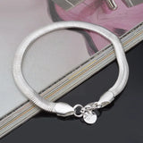Flat Snake Chain 925 Sterling Silver Bracelet