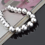 925 Sterling Silver Bracelet with 8mm Hollow Beads Chain