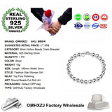 925 Sterling Silver Bracelet with 8mm Hollow Beads Chain