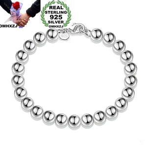 925 Sterling Silver Bracelet with 8mm Hollow Beads Chain