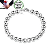 925 Sterling Silver Bracelet with 8mm Hollow Beads Chain