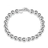 925 Sterling Silver Bracelet with 8mm Hollow Beads Chain