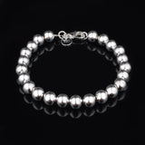 925 Sterling Silver Bracelet with 8mm Hollow Beads Chain