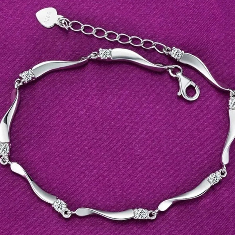 Fashion Silver Bamboo Zircon Bracelet