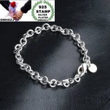 925 Sterling Silver Stamp Bracelet for Women Party Gift