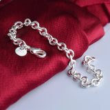 925 Sterling Silver Stamp Bracelet for Women Party Gift