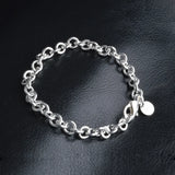 925 Sterling Silver Stamp Bracelet for Women Party Gift