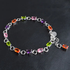 Colorful Zircon Chain 925 Silver Bracelet for Party Gift