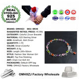 Colorful Zircon Chain 925 Silver Bracelet for Party Gift