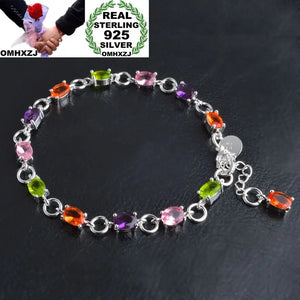 Colorful Zircon Chain 925 Silver Bracelet for Party Gift