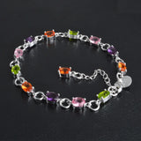 Colorful Zircon Chain 925 Silver Bracelet for Party Gift