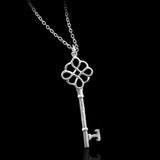 Party Gift Silver Hollow Key 925 Sterling Silver Charm Pendant Necklace