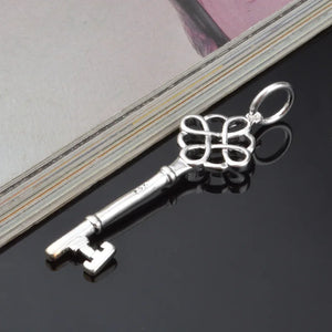Party Gift Silver Hollow Key 925 Sterling Silver Charm Pendant Necklace