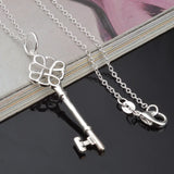 Party Gift Silver Hollow Key 925 Sterling Silver Charm Pendant Necklace